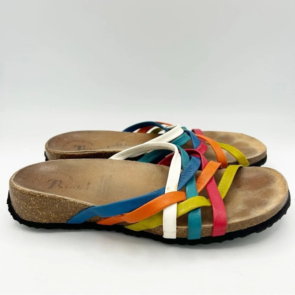 Think! Womens Multicolor Woven Strappy‎ Slide Sandals Shoe Size 40